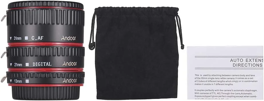 حلقه آداپتور لوله افزایش طول ماکرو با فوکوس خودکار قابل حمل (13mm + 21mm + 31mm) برای لنزهای مانت Canon EOS EF EF-S جایگزین برای Canon 60D 7D 5D II 550D