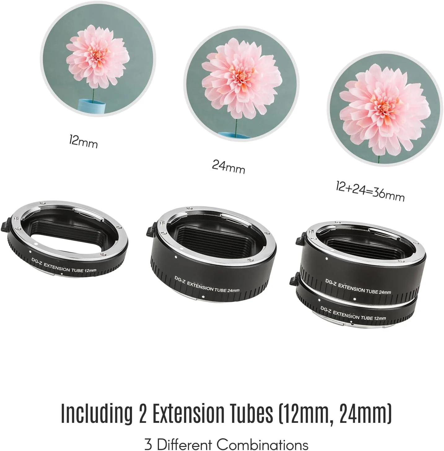 لوله های افزایش طول ماکرو اتوماتیک Pepisky 12mm 24mm با بدنه فلزی و فوکوس خودکار و نورسنجی TTL سازگار با لنز دوربین های نیکون Z