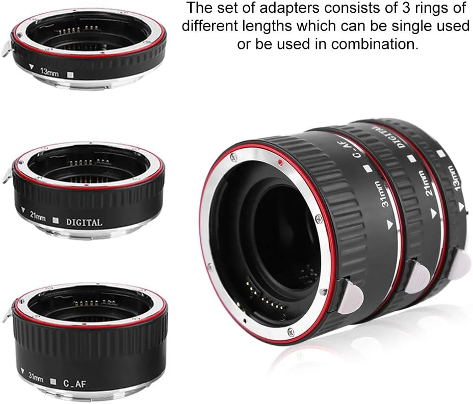 لوله افزایش طول ماکرو اتوماتیک SHOOT برای EF EF-S، ABS و فلز، فعال کردن فوکوس خودکار، حلقه های 31mm 21mm 13mm برای عکاسی از نمای نزدیک