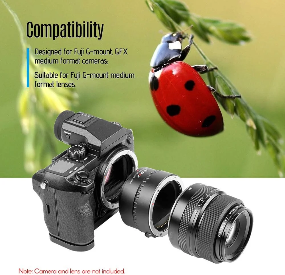 حلقه آداپتور لوله افزایش طول ماکرو الکترونیکی اتوماتیک 45 میلی‌متری Morelian DG-GFX با کنتاکت‌های الکتریکی فلزی، پشتیبانی از حالت TTL Auto Focus AF AE برای لنزهای مدیوم فرمت با مانت Fuji G برای GFX با مانت Fuji G
