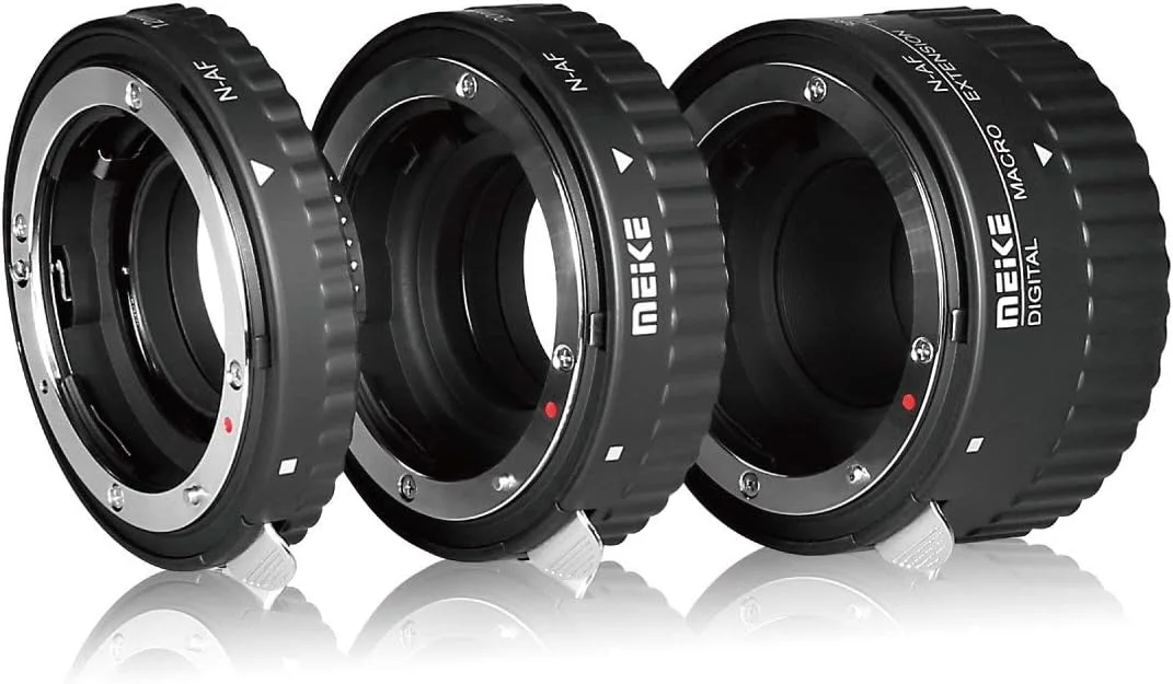 مبدل لوله توسعه ماکرو فلزی با فوکوس خودکار الکترونیکی MaiJin MEIKE MK-N-AF1-A برای دوربین های DSLR نیکون D80 D90 D300 D300S D800 D3100 D3200 D5000 D5100 D5200 D7000 D7100 و غیره