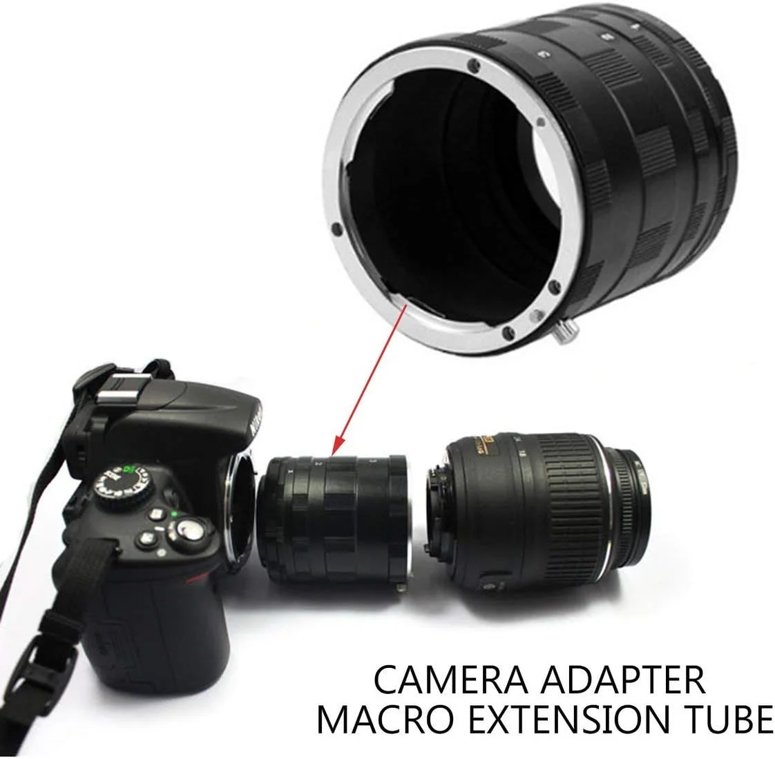 حلقه آداپتور لوله افزایش طول ماکرو، حلقه لوله افزایش طول ماکرو آداپتور دوربین برای لنز دوربین نیکون (مشکی)