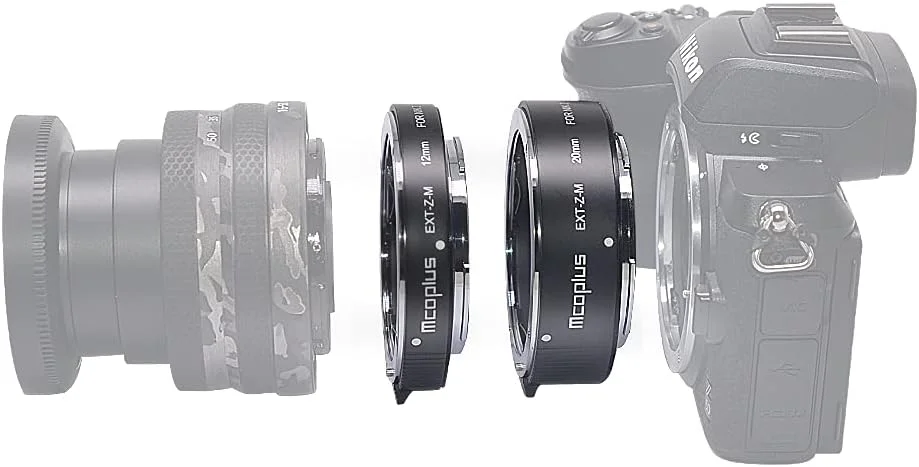 مجموعه لوله های افزایش طول ماکرو با فوکوس خودکار مکه‌پلاس Meike MK-Z-AF1 (11mm+18mm) مناسب برای دوربین های نیکون Z مانت Z6 Z7 Z50، برای عکاسی ماکرو + دستمال