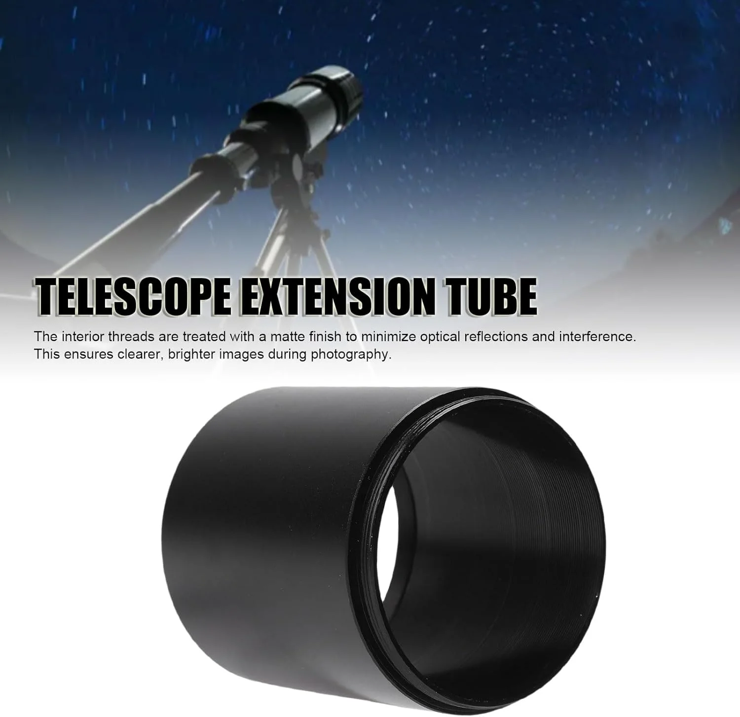 لوله افزایش طول تلسکوپ 50 میلی‌متری M48x0.75، آلیاژ آلومینیوم با پوشش ضد انعکاس برای تنظیم دقیق فاصله کانونی در عکاسی تلسکوپ نجومی