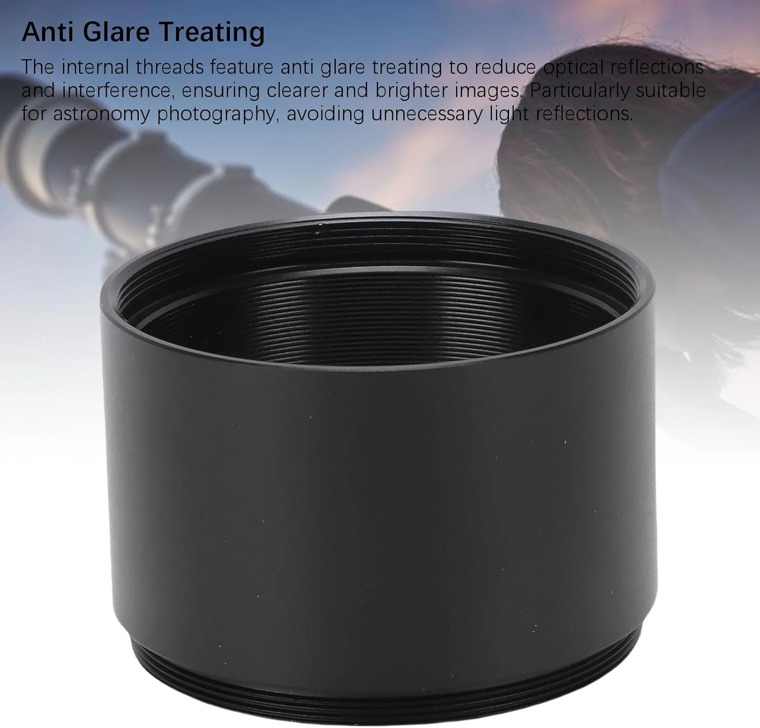 لوله افزایش طول 30 میلی‌متری M48، استاندارد M48x0.75 با روکش مات داخلی برای کاهنده‌های کانونی و تخت‌کننده‌های میدان در تصویربرداری نجومی حرفه‌ای