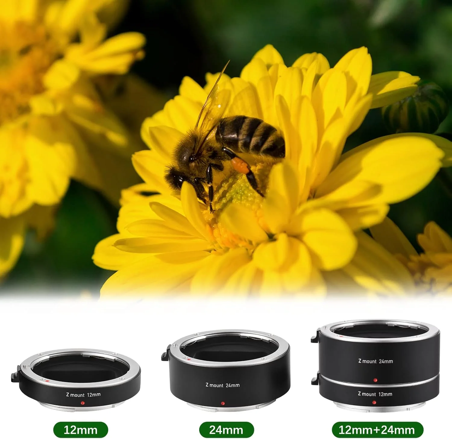 لوله های افزایش طول اتوماتیک فوکوس خودکار Labymos 12mm + 24mm با مانت Z، مناسب برای عکاسی ماکرو، سازگار با دوربین های بدون آینه Nikon Z50 Z5 Z6 Z6II Z7 Z7II