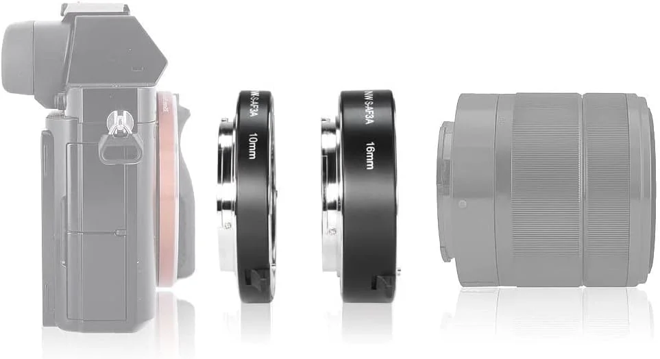 لوله افزایش فاصله ماکرو با فوکوس خودکار Hersmay 10 میلی‌متر / 16 میلی‌متر برای دوربین‌های Sony E-Mount A1 A7C A7IV A9 A6600 A6500 A6400 A6300 A6000 A6100 A6600 A5100 A5000 NEX-C3 A7 A7 A5 A7 A5 A5000 7R A7S II III IV A9 II