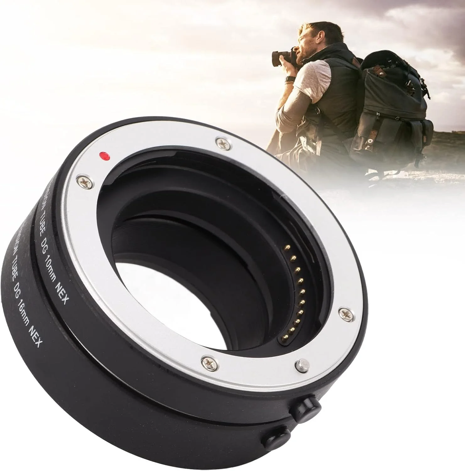 لوله افزایش فاصله فوکوس خودکار، آداپتور بادوام، سبک و با دقت بالا 10 و 16 میلی‌متری برای عکس‌برداری از نمای نزدیک، مناسب برای مانت NEX دوربین‌های بدون آینه