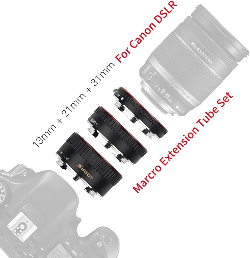 مجموعه حلقه آداپتور لوله افزایش طول ماکرو با فوکوس خودکار Irovami XT-364 13mm 21mm 31mm جایگزین برای لنزهای Canon EF/EF-S جایگزین برای Canon EOS