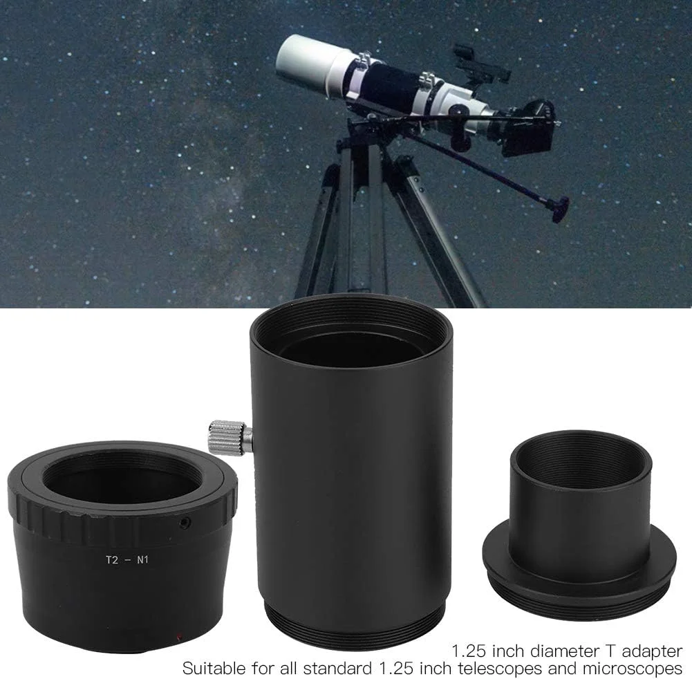 لوله افزایش طول تلسکوپ GOWENIC، آلیاژ آلومینیوم 1.25 M42 * 0.75mm با رابط T2 و N1 برای تلسکوپ