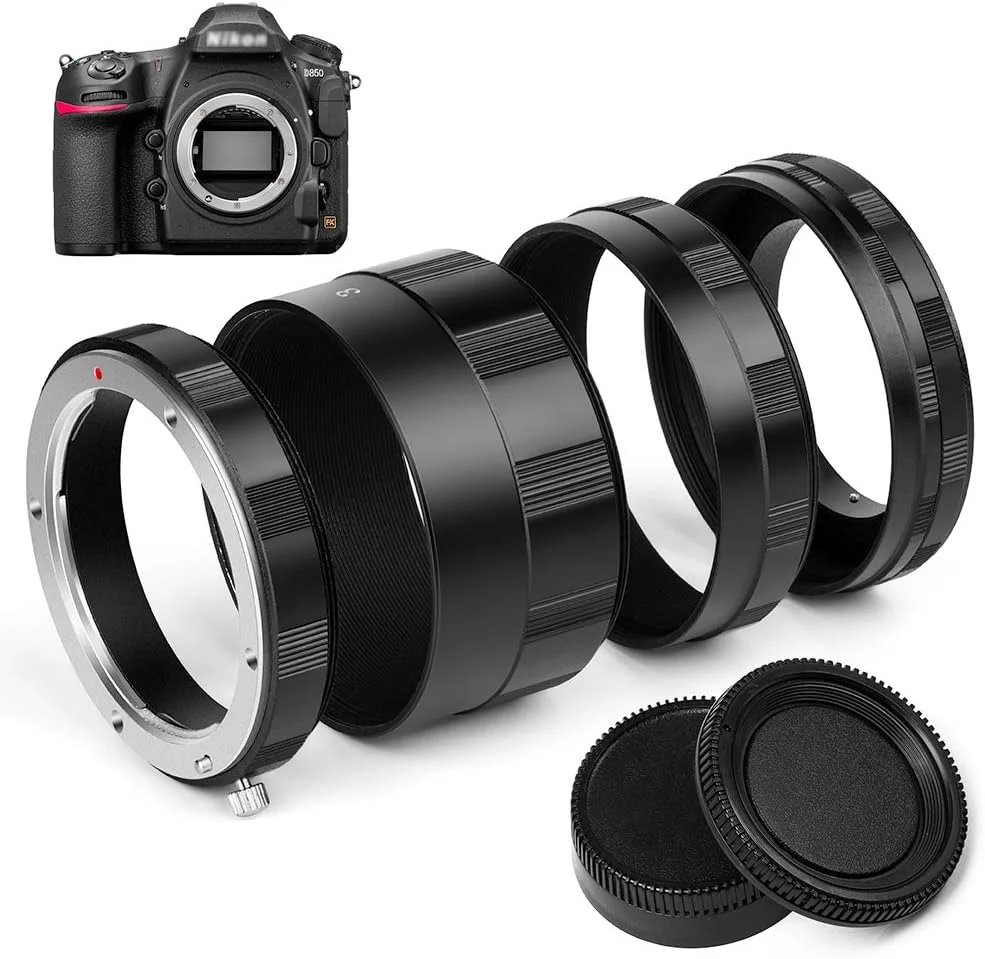 حلقه لوله افزایش طول ماکرو برای دوربین های نیکون با مانت AI F به همراه درپوش لنز پشتی بدنه