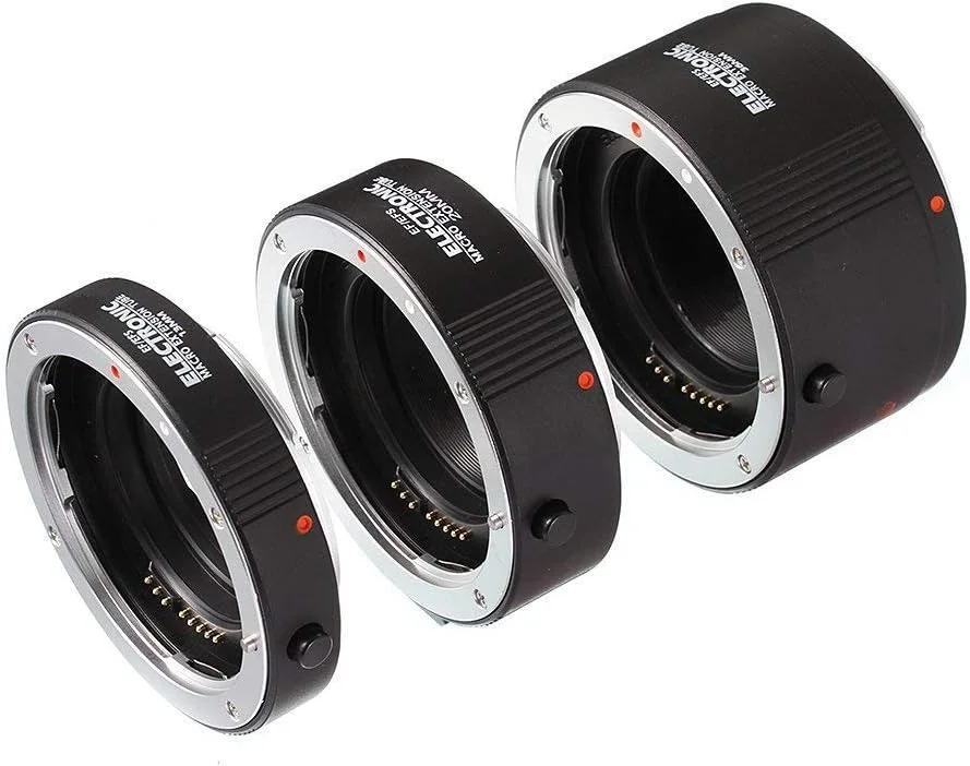 مجموعه لوله های افزایش طول ماکرو با فوکوس خودکار الکترونیکی Fotga برای دوربین های DSLR کانن EOS EF و EF-S مانت 5D2 5D3 5DIV 5DS 5DSR 6D II 7D/7DII 77D 80D 650D 750D 800D 1300D 1500D، مجموعه 13mm+20mm+36mm