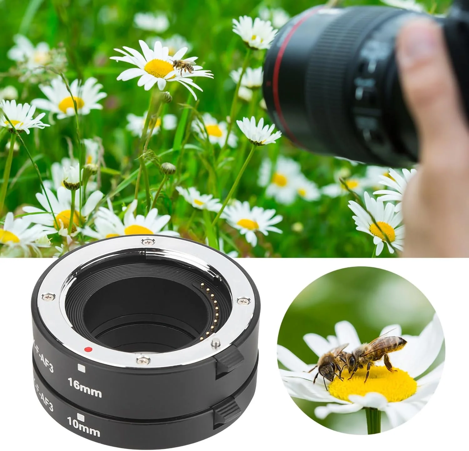 حلقه لنز ماکرو، لوله افزایش ماکرو دوربین بدون آینه با فوکوس اتوماتیک و بافت مات برای فوجی