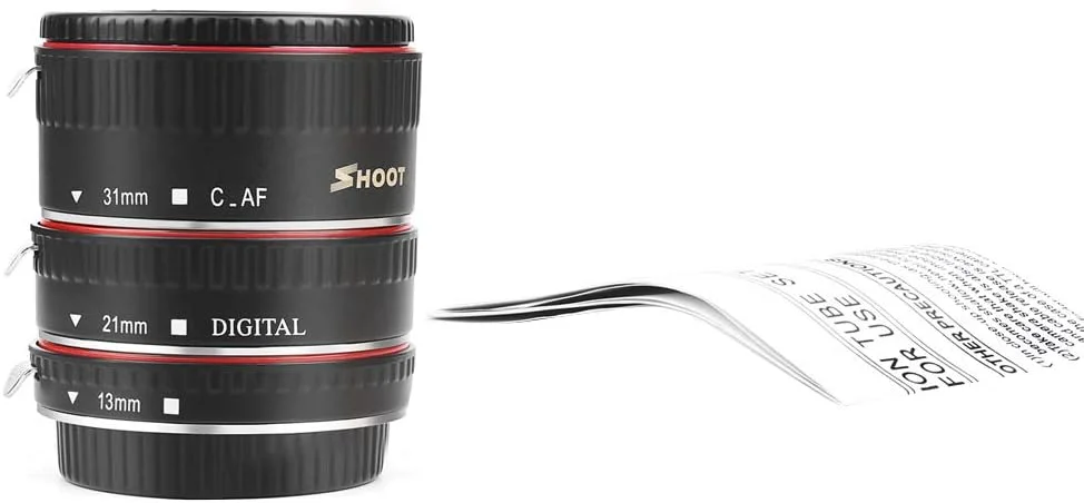 حلقه آداپتور لوله افزایش طول ماکرو با فوکوس خودکار XT 364، 13 میلی‌متر، 21 میلی‌متر، 31 میلی‌متر برای لنزهای EF S و دوربین‌های DSLR EOS