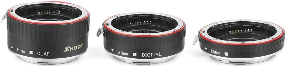 حلقه آداپتور لوله افزایش طول ماکرو با فوکوس خودکار XT 364، 13 میلی‌متر، 21 میلی‌متر، 31 میلی‌متر برای لنزهای EF S و دوربین‌های DSLR EOS