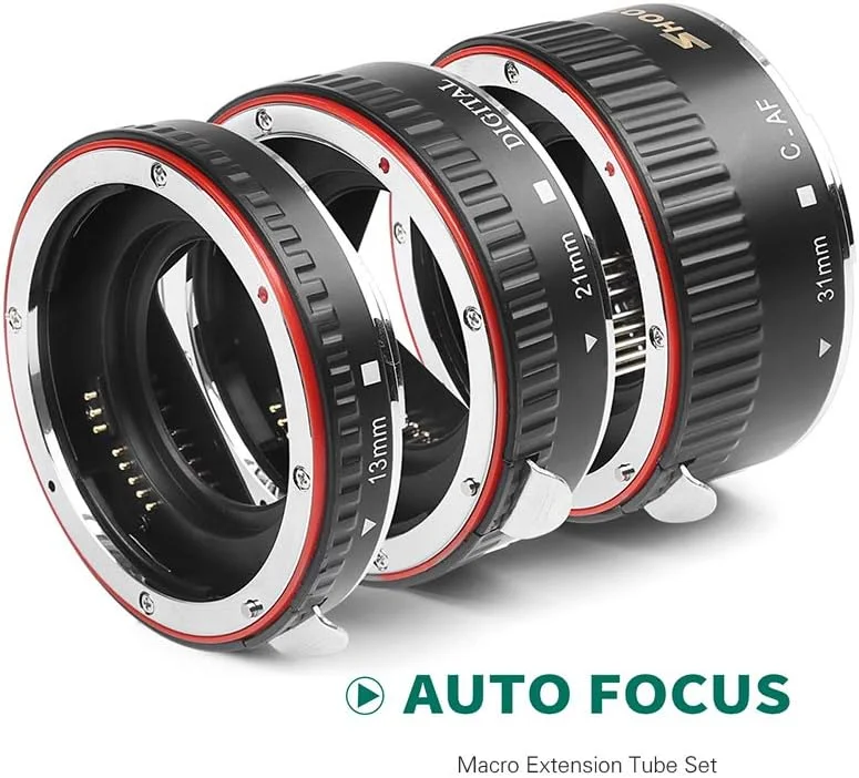 لوله افزایش طول ماکرو Fawoonu، حلقه آداپتور لوله افزایش طول ماکرو با فوکوس خودکار XT-364 با اندازه های 13 میلی متر، 21 میلی متر و 31 میلی متر مناسب برای لنزهای Canon EF/EF-S و دوربین های Canon EOS
