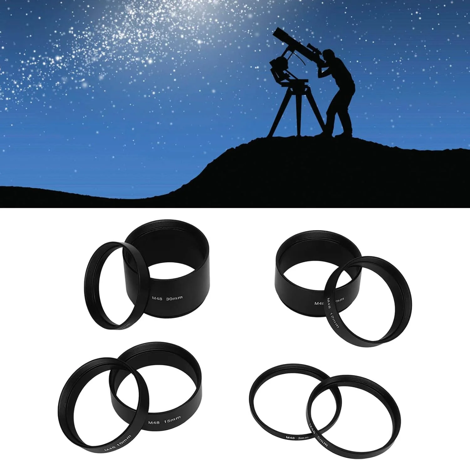 کیت لوله افزایش طول M48X0.75، کیت لوله افزایش طول نجومی حذف نور اضافی برای تلسکوپ