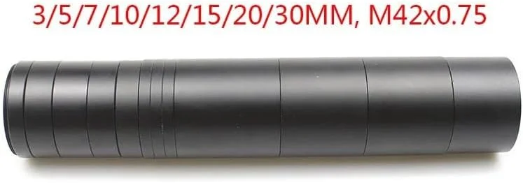 ست لوله افزایش طول T2 برای دوربین ها و چشمی تلسکوپ های نجومی با طول های 3/5/7/10/12/15/20/30 میلی متر M42x0.75