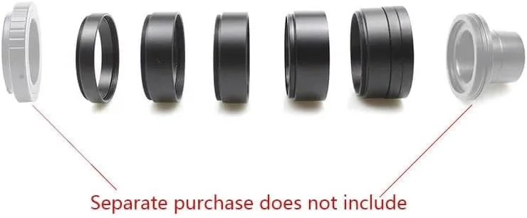 ست لوله افزایش طول T2 برای دوربین ها و چشمی تلسکوپ های نجومی با طول های 3/5/7/10/12/15/20/30 میلی متر M42x0.75