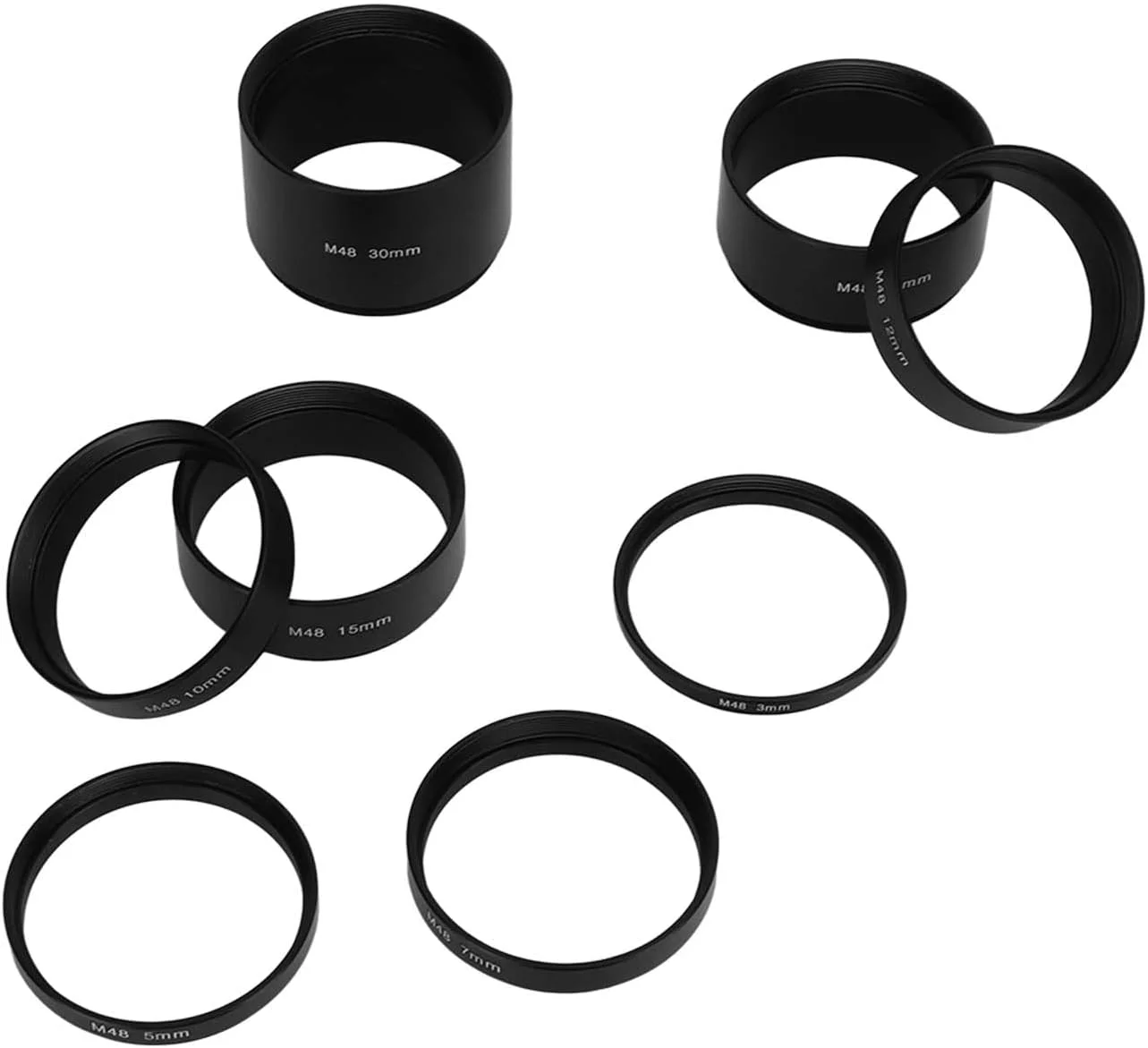 کیت لوله افزایش طول کانونی 8 عددی M48X0.75، حلقه افزایش طول 3، 5، 7، 10، 12، 15، 20، 30 میلی‌متری برای عکاسی با تلسکوپ نجومی