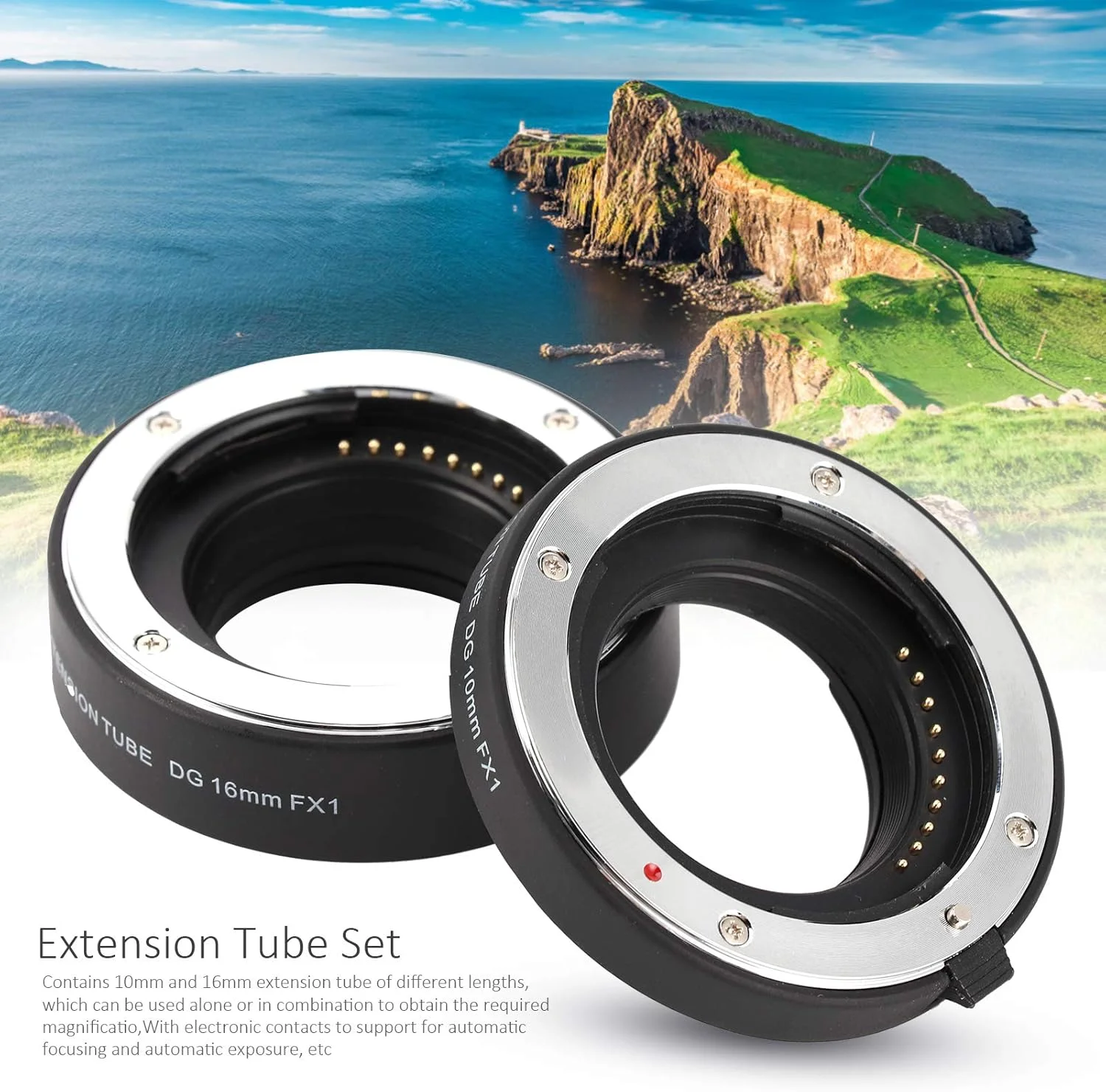 مجموعه لوله های افزایش طول، لوله افزایش طول با فوکوس خودکار مشکی با اتصال الکترونیکی، قابل استفاده به صورت تکی یا ترکیبی