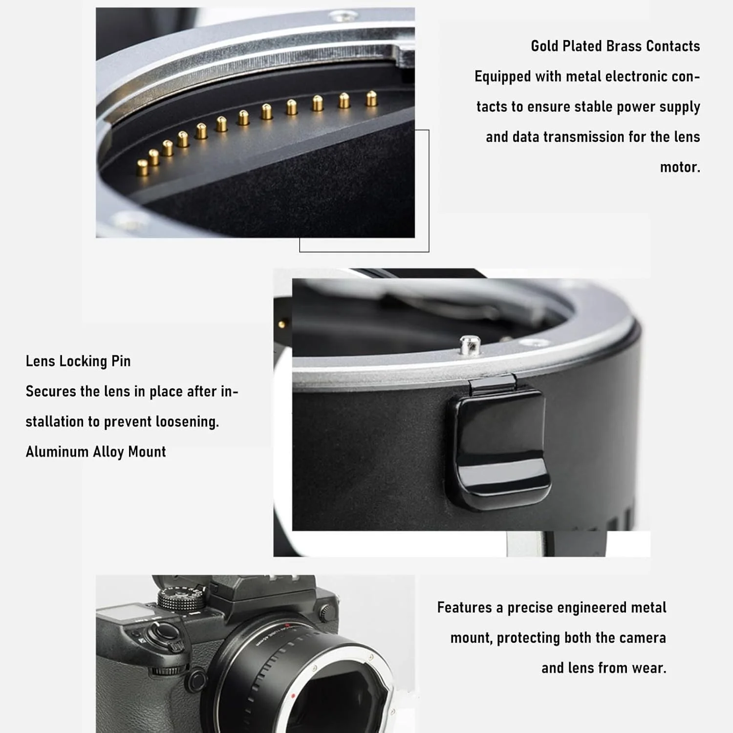 لوله افزایش فاصله ماکرو GOWENIC 40mm با قابلیت فوکوس خودکار و اتصالات مسی، مناسب برای لنزهای ماکرو و دوربین های سری GFX 100، 100SII، 100II، 100S، 50SII