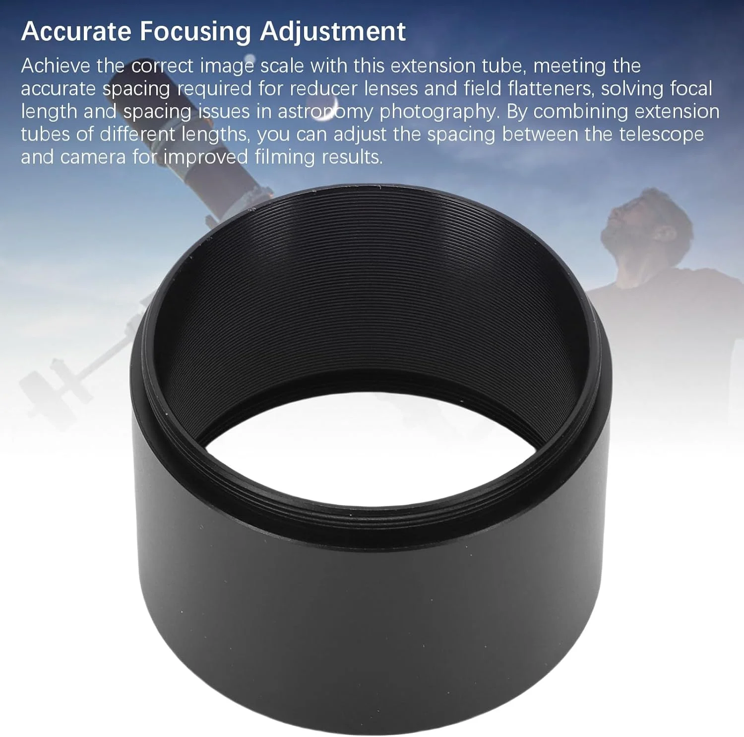 لوله افزایش طول تلسکوپ نجومی Cryfokt با رزوه داخلی مات شده، مقیاس بندی صحیح تصویر با عملکرد آسان