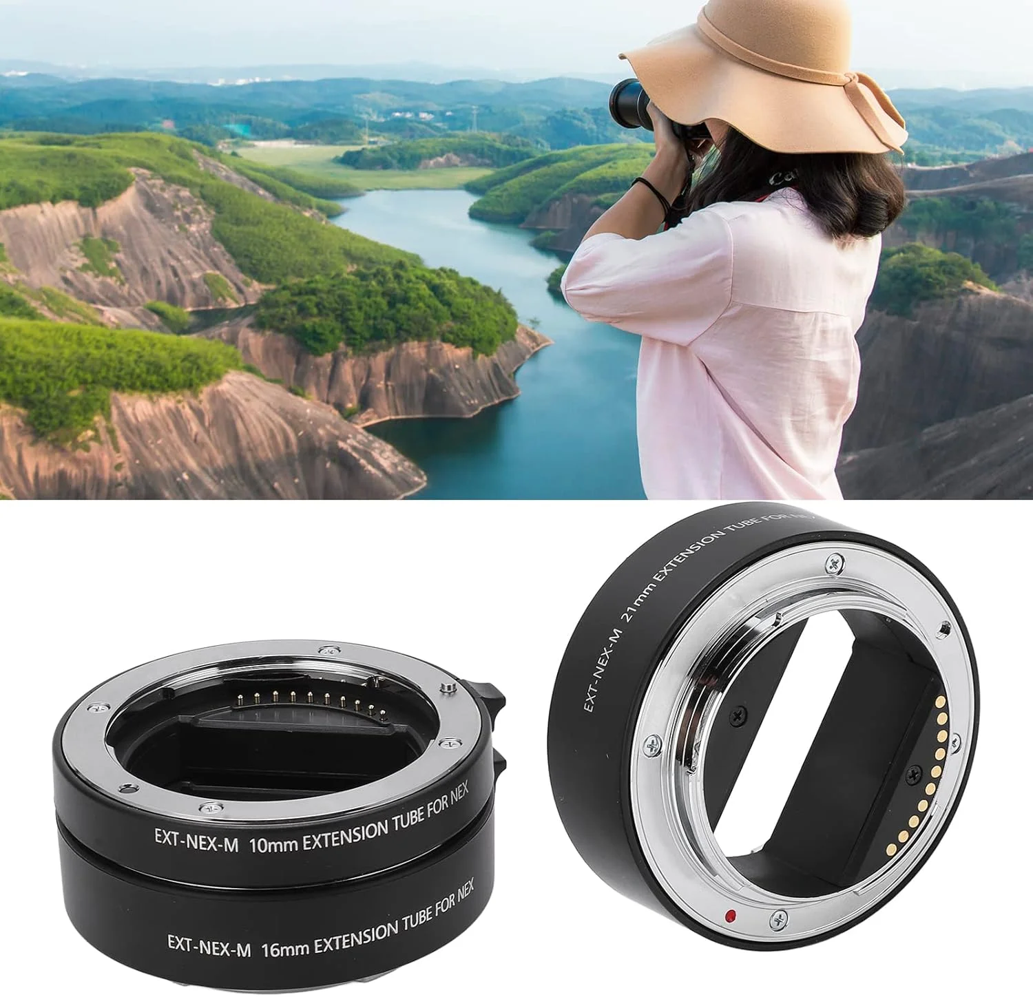 مجموعه آداپتور لوله افزایش فاصله ماکرو Cryfokt، آلیاژ آلومینیوم، فوکوس خودکار، لنزهای E Mount، عکاسی از نمای نزدیک