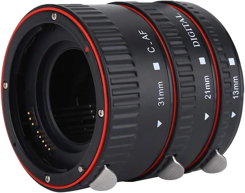 مجموعه لوله های افزایش طول ماکرو برای مانت Canon EOS EF، حلقه آداپتور لنز با فوکوس خودکار 13mm + 21mm + 31mm