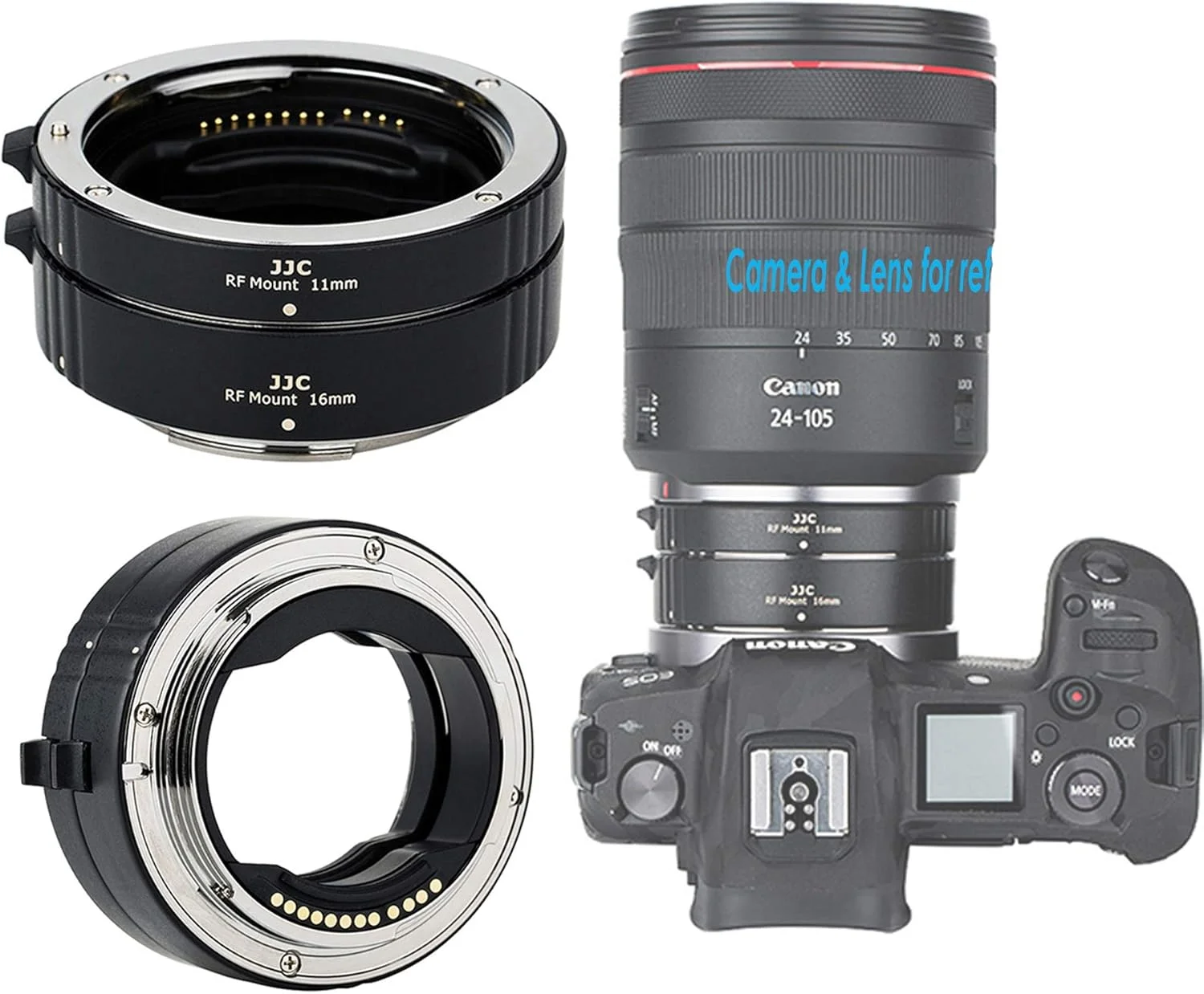 لوله های افزایش طول اتوماتیک با مانت Canon RF، آداپتور عکاسی ماکرو برای دوربین های بدون آینه Canon EOS R R5 R6 Ra RP، پرتره کلوزآپ، مانت برنجی با اتصال فلزی مطلا، لوله 11mm + 16mm
