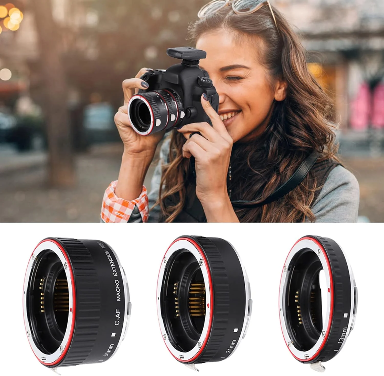 مجموعه لوله های افزایش طول ماکرو با فوکوس خودکار برای لنزهای Canon EF/EF-S، 13mm، 21mm، 31mm، حلقه مجموعه لوله افزایش طول ماکرو با فوکوس خودکار و پایه فلزی مجموعه لوله های افزایش طول ماکرو با فوکوس خودکار برای لنزهای Canon EF/EF-S، 13mm، 21mm، 31mm، حلقه مجموعه لوله افزایش طول ماکرو با فوکوس خودکار و پایه فلزی