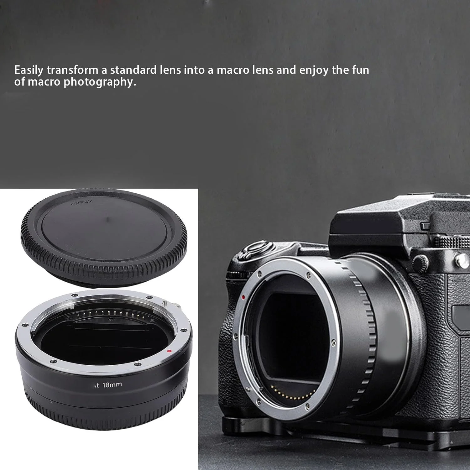 مجموعه لوله افزایش طول ماکرو 18 میلی‌متری Asixxsix، آلیاژ آلومینیوم، فوکوس خودکار دهانه G برای دوربین‌های GFX 100RF 100SII 100II 100S 50SII، آداپتور لوله افزایش طول فوکوس خودکار دهانه G