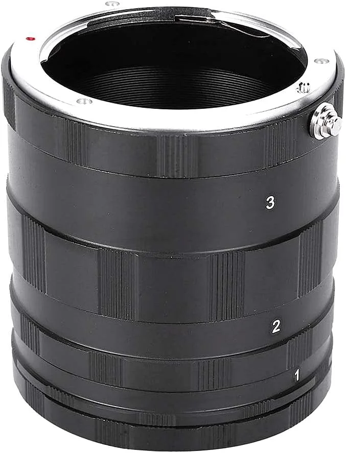 حلقه آداپتور لنز ماکرو، مجموعه لوله های افزایش طول ماکرو، فلزی مشکی، حلقه لنز کلوزآپ آداپتور افزایش طول عکاسی ماکرو برای لنز دوربین Sony E Mount Nex مشکی