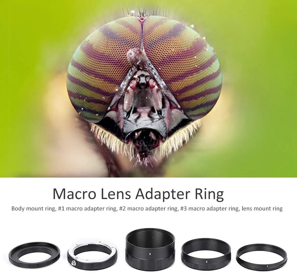 حلقه آداپتور لنز ماکرو، مجموعه لوله های افزایش طول ماکرو، فلزی مشکی، حلقه لنز کلوزآپ آداپتور افزایش طول عکاسی ماکرو برای لنز دوربین Sony E Mount Nex مشکی