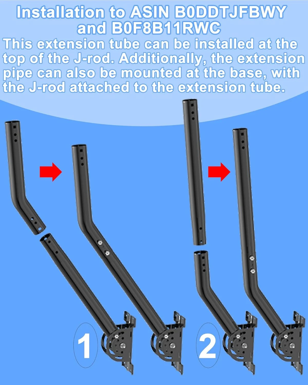 لوله افزایش طول ۱۴ اینچی آنتن با دو سوراخ نصب، سازگار با ASIN B0DDTJFBWY و B0DLKHC87H، میله براکت لوله توسعه دهنده امکان تنظیم طول را فراهم می کند و از نصب در هر دو انتها پشتیبانی می کند