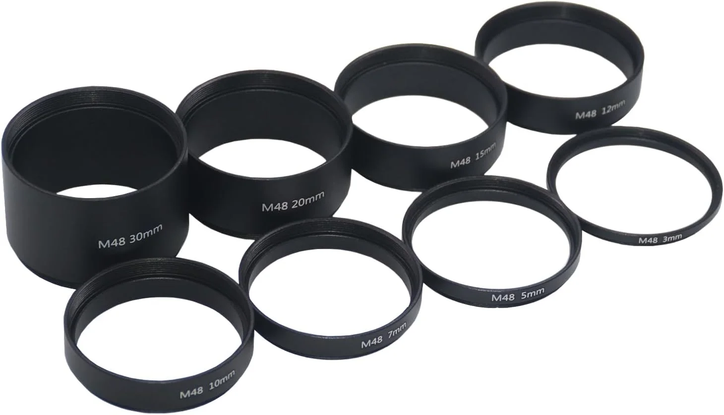 مجموعه 8 عددی لوله افزایش طول تلسکوپ M48x0.75، کیت لوله افزایش طول T2 با طول های 3mm، 5mm، 7mm، 10mm، 12mm، 15mm، 20mm، 30mm برای عکاسی تلسکوپ نجومی