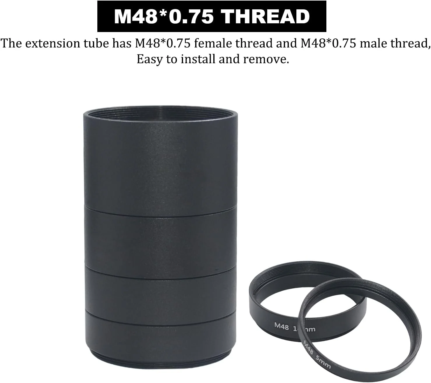 مجموعه 8 عددی لوله افزایش طول تلسکوپ M48x0.75، کیت لوله افزایش طول T2 با طول های 3mm، 5mm، 7mm، 10mm، 12mm، 15mm، 20mm، 30mm برای عکاسی تلسکوپ نجومی