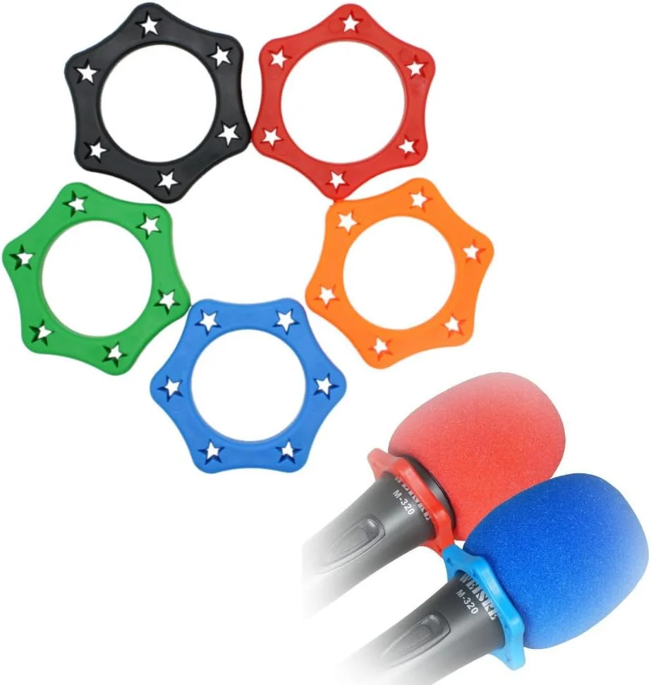 AKOAK بسته 5 عددی حلقه های محافظ ضد لغزش میکروفون دستی بی سیم با رنگ های متنوع