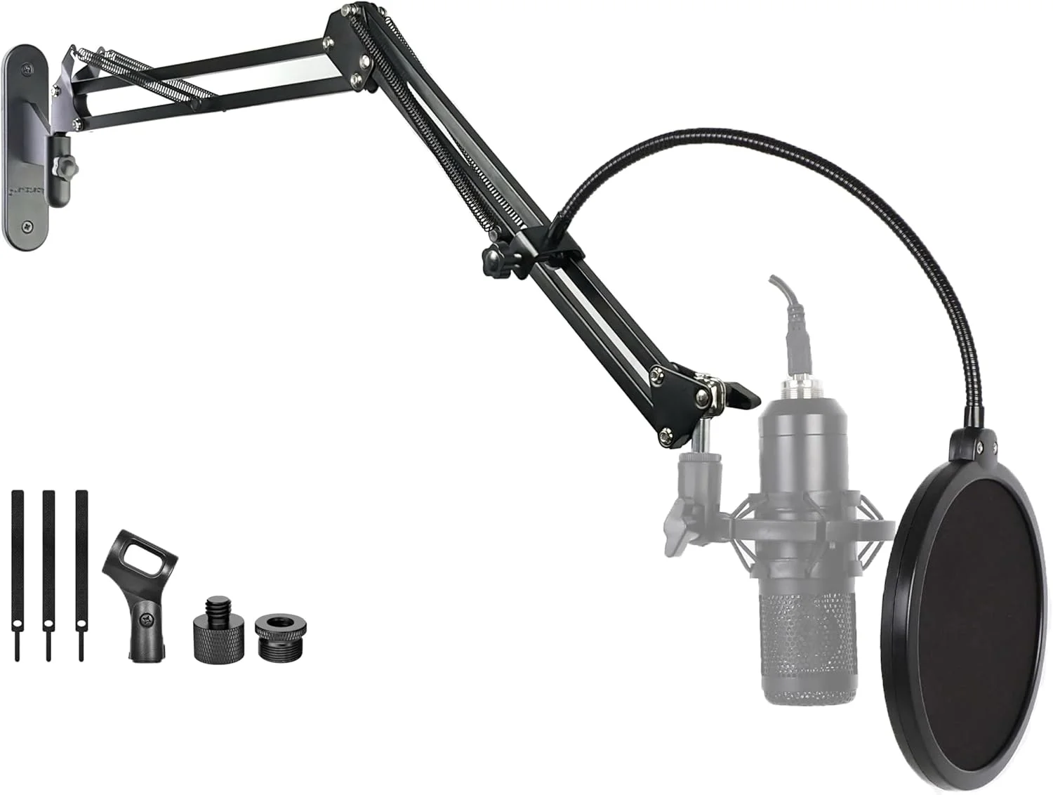 پایه دیواری میکروفون AceTaken، بازوی بوم میکروفون، نگهدارنده پایه دیواری برای میکروفون های Logitech Blue Yeti, Razer, HyperX, Shure, Rode، مناسب برای پخش، صداگذاری، استریم و استودیوی ضبط