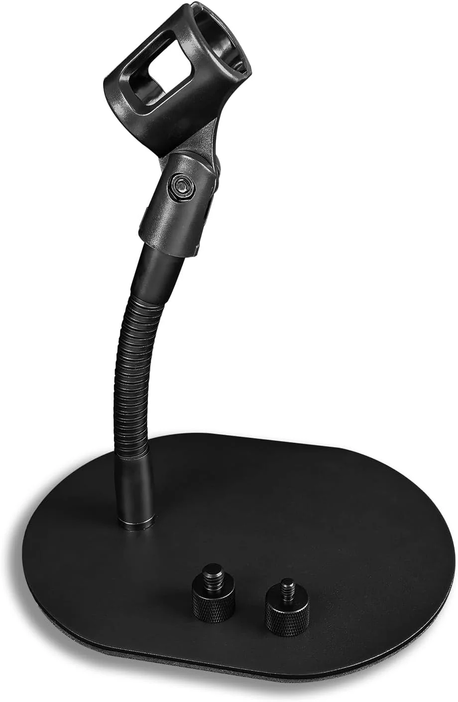 پایه میکروفون رومیزی 6 اینچی - نگهدارنده میکروفون گردن غازی انعطاف پذیر و مقاوم با پایه فلزی بیضی شکل برای استفاده روی میز، تریبون و پیشخوان، مدل KBT58-6