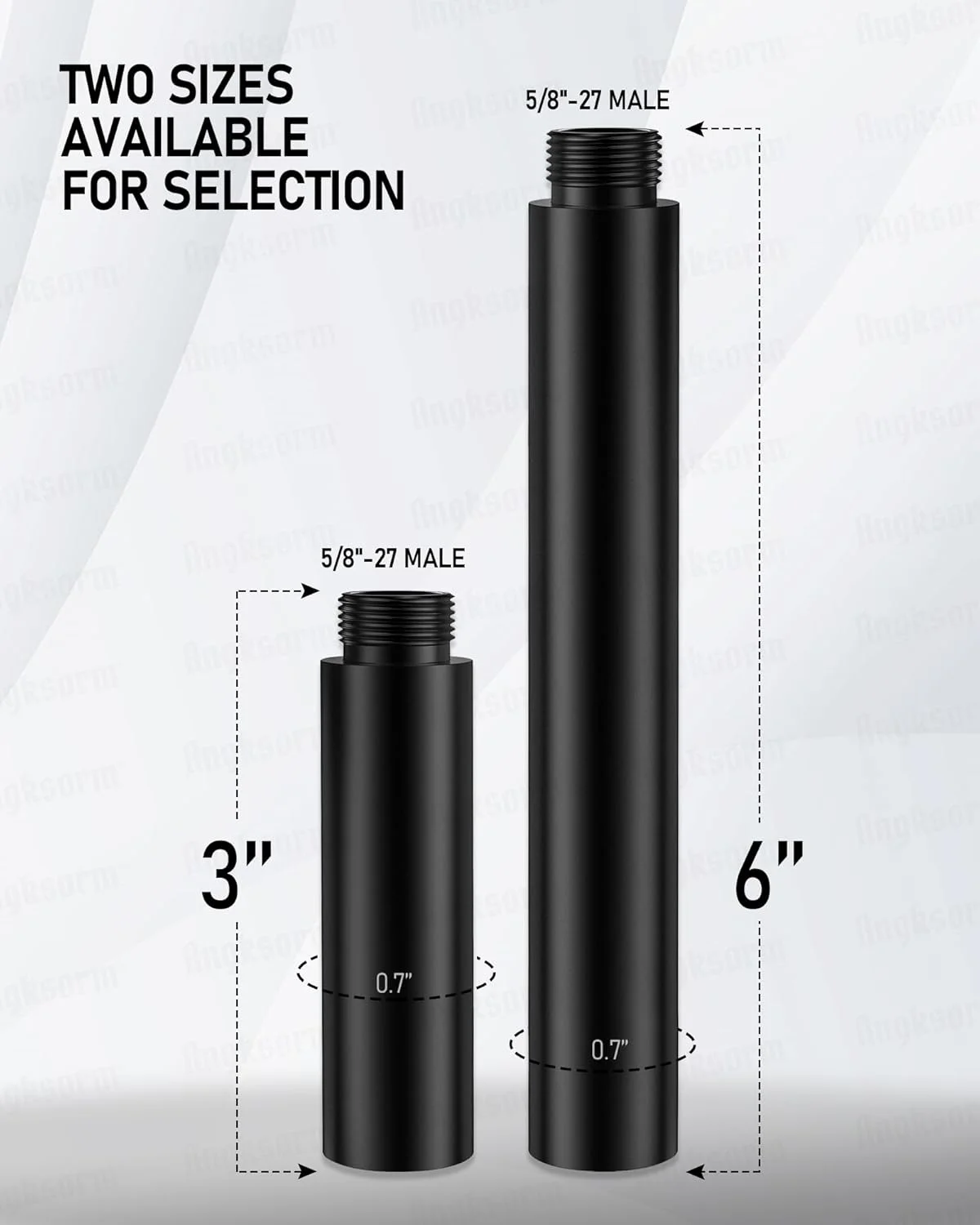 لوله/میله افزایش ارتفاع پایه میکروفون 15 سانتی‌متری (2 عدد)، رزوه یونیورسال 5/8-27 اینچ، مناسب برای اکثر بازوهای میکروفون، گردن غازی‌ها و پایه‌ها