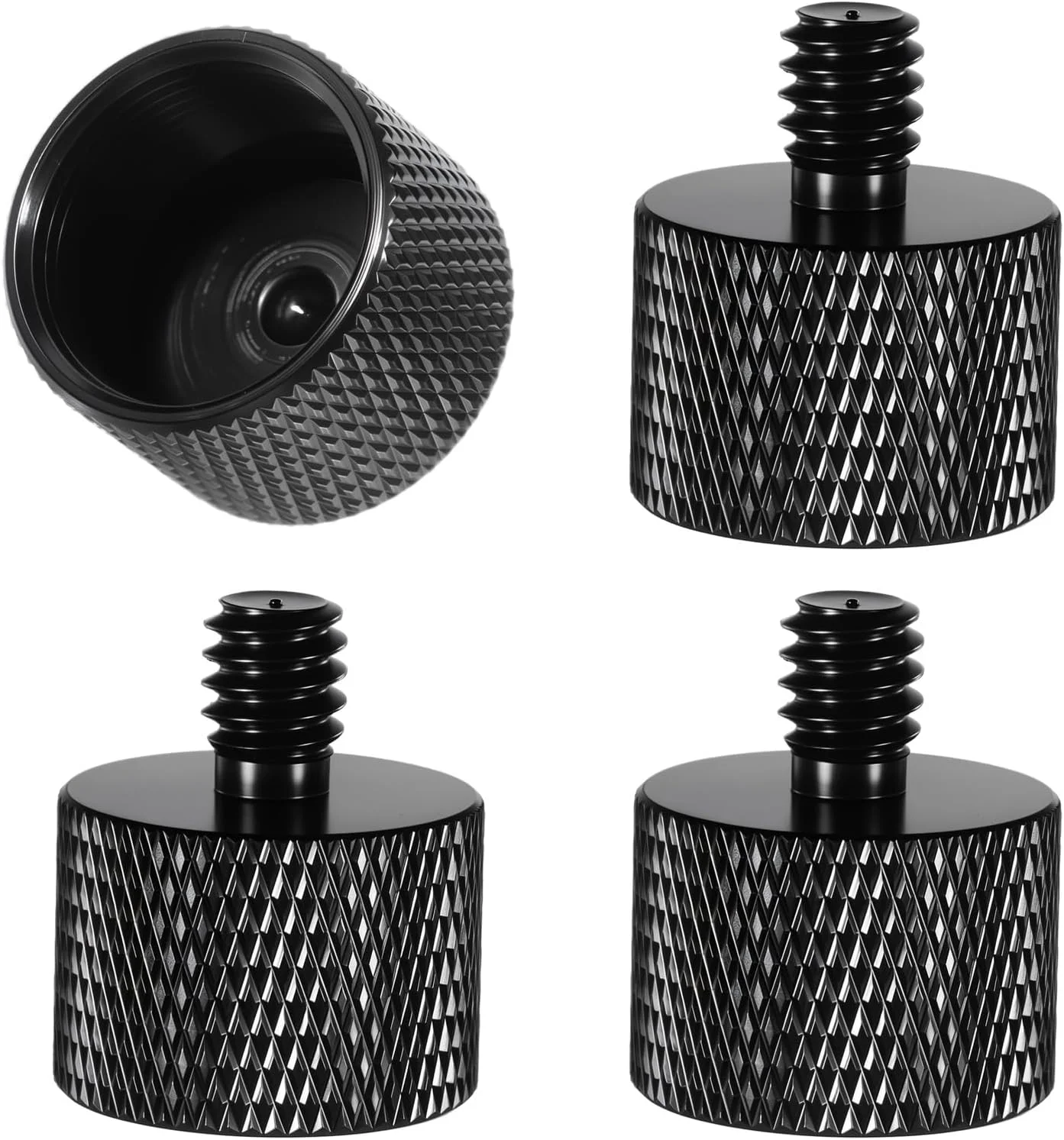 آداپتور پایه میکروفون 4 عددی 1/4 به 5/8 کیت آداپتور پیچ میکروفون برای پایه و نگهدارنده میکروفون (مشکی)