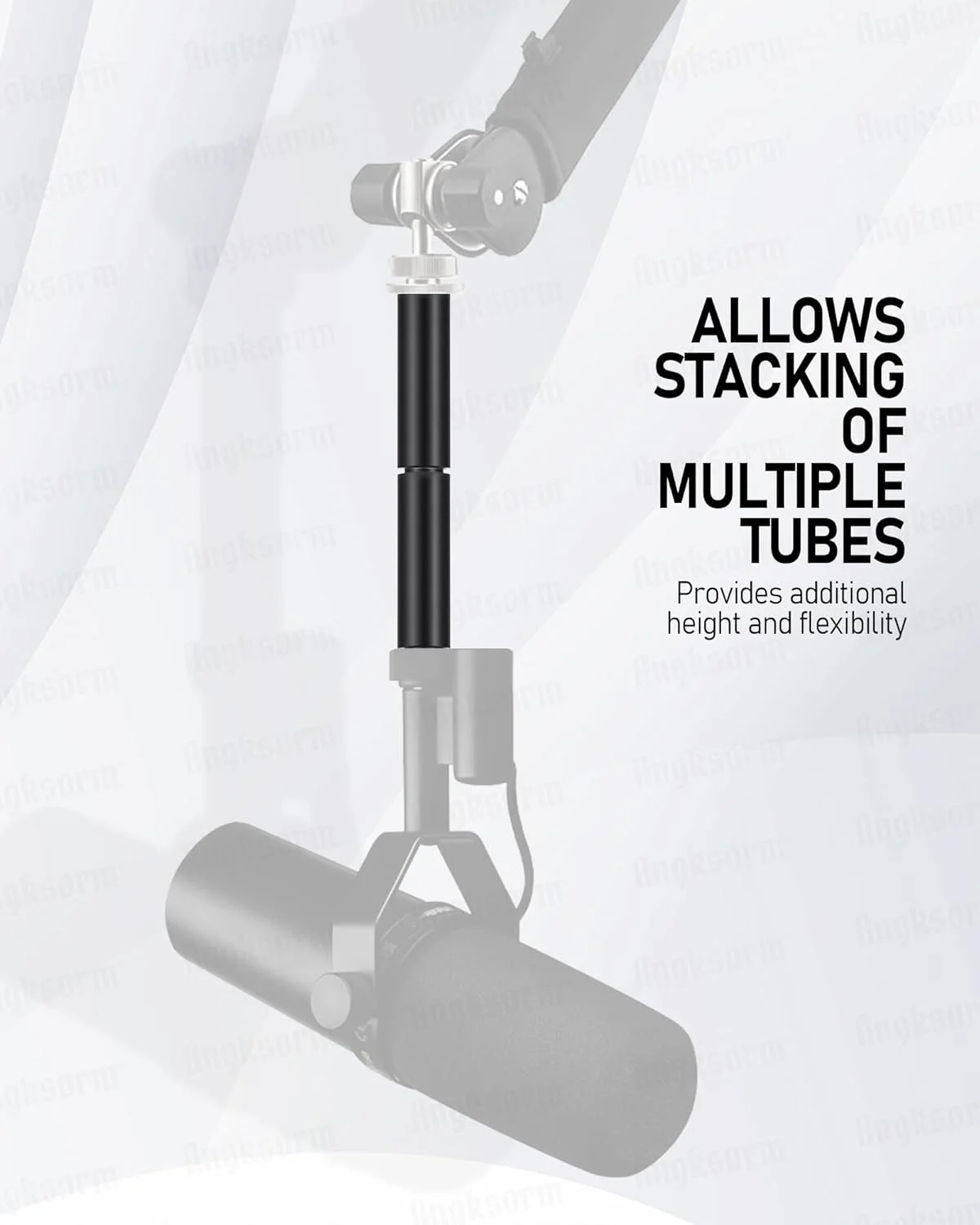 لوله/میله افزایش ارتفاع پایه میکروفون 15 سانتی‌متری (2 عدد)، رزوه یونیورسال 5/8-27 اینچ، مناسب برای اکثر بازوهای میکروفون، گردن غازی‌ها و پایه‌ها