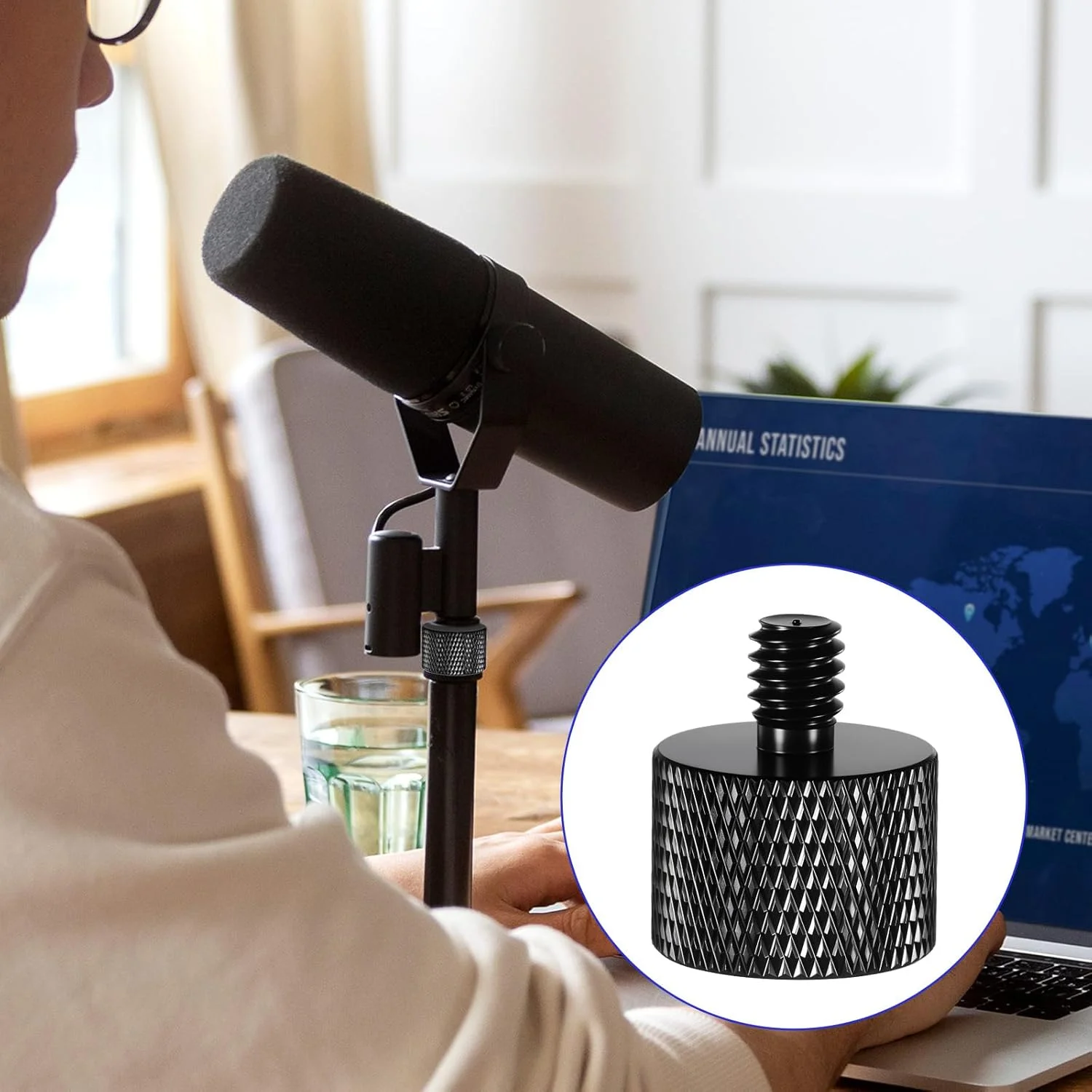 آداپتور پایه میکروفون 4 عددی 1/4 به 5/8 کیت آداپتور پیچ میکروفون برای پایه و نگهدارنده میکروفون (مشکی)