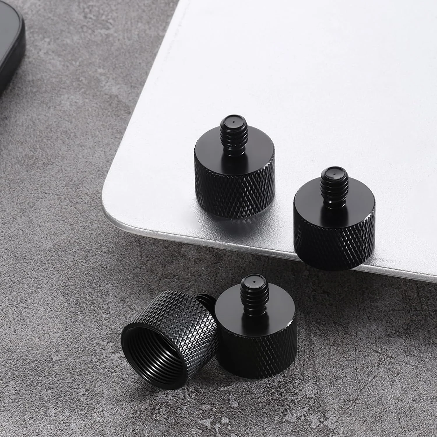 آداپتور پایه میکروفون 4 عددی 1/4 به 5/8 کیت آداپتور پیچ میکروفون برای پایه و نگهدارنده میکروفون (مشکی)