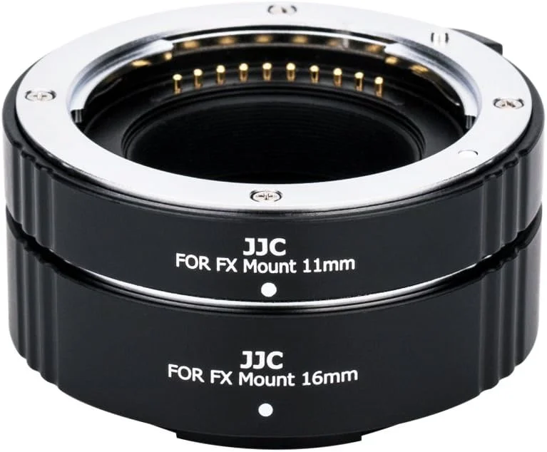 حلقه های افزایش فاصله ماکرو اتوماتیک JJC با اندازه های ۱۱ و ۱۶ میلی متر، مناسب برای دوربین های فوجی فیلم سری X با مانت X مانند X-T20, X-T10, X-T2, X-T1, X-PRO1, X-PRO2, X-H1, X-A1, X-A2, X-A3, X-A5, X-A10, X-M1, X-E1, X-E2, X-E2S, X-E3