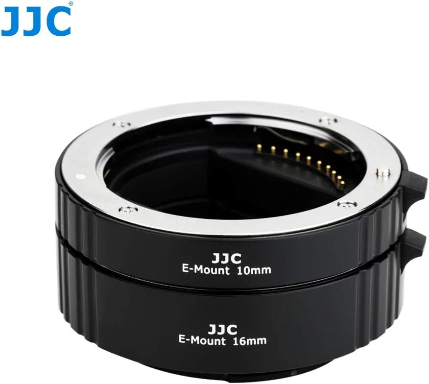 مجموعه آداپتور لوله افزایش فاصله ماکرو با فوکوس خودکار JJC AET-SES(II) برای لنز و دوربین های سونی E مانت A9 A7RIII A7III A7RII A7SII A7II A7R A7S A7 A6500 A6400 A6300 A6000 A5100 A5000، به همراه درپوش بدنه/لنز پشتی
