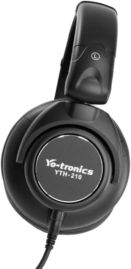 هدفون استودیویی سیم دار دور گوشی بسته Yo-Tronics YTH-210 با درایور 50 میلی متری، کابل جداشدنی، طراحی تاشو مناسب برای ضبط، پادکست، میکس، مسترینگ، ویرایش صدا، مشکی