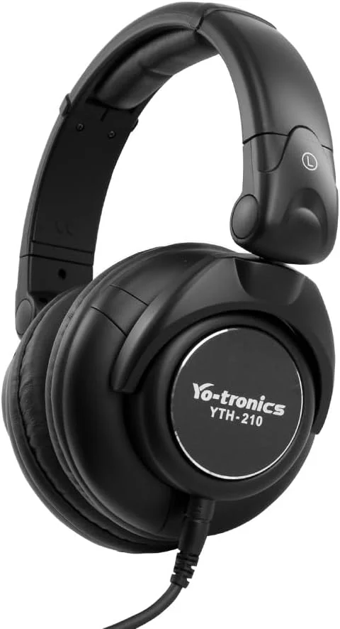 هدفون استودیویی سیم دار دور گوشی بسته Yo-Tronics YTH-210 با درایور 50 میلی متری، کابل جداشدنی، طراحی تاشو مناسب برای ضبط، پادکست، میکس، مسترینگ، ویرایش صدا، مشکی