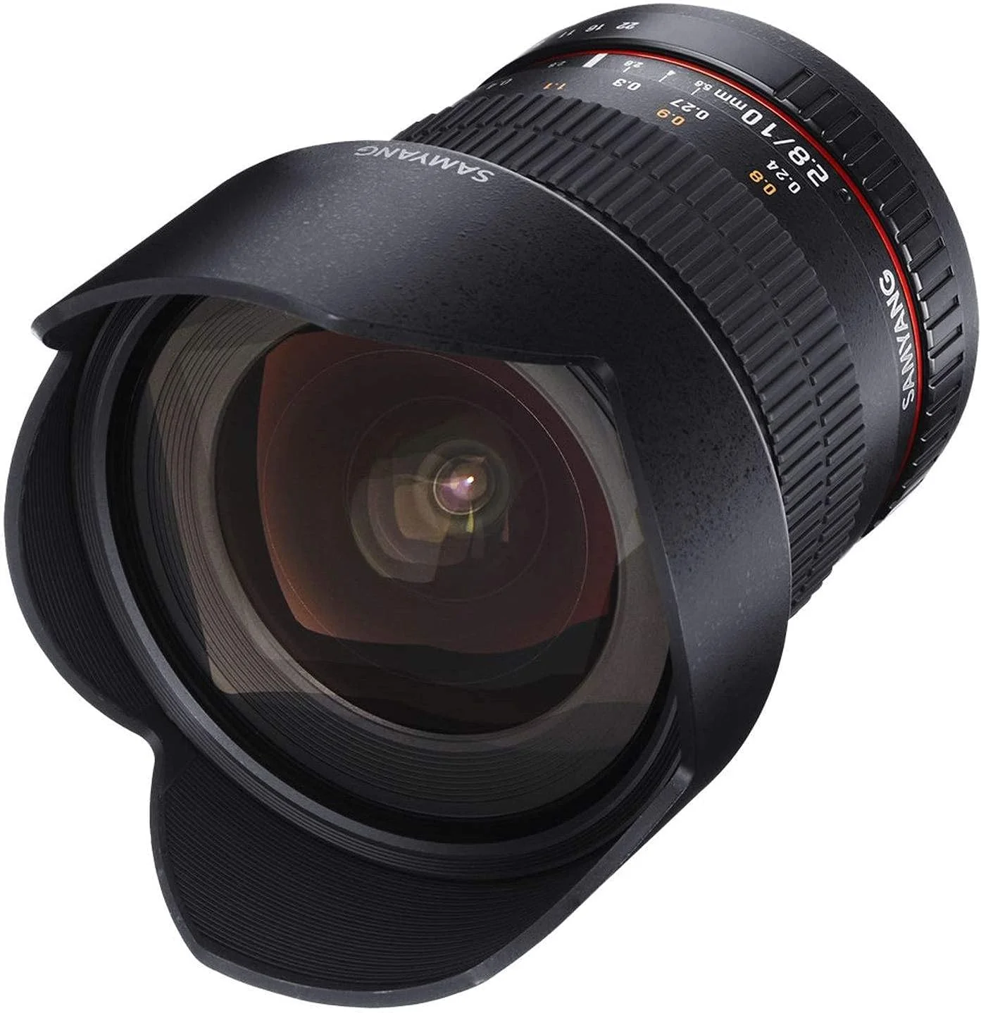 لنز دستی سام یانگ مدل 881122 10/2.8 DSLR Nikon F AE با حلقه دیافراگم اتوماتیک، لنز واید مشکی